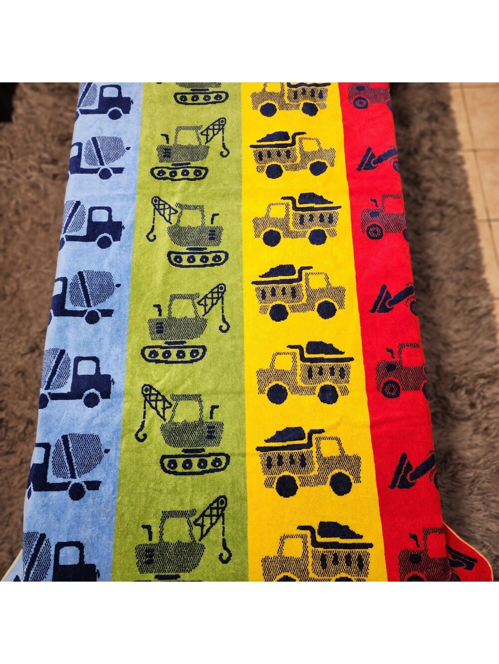 Member's Mark Multicolor Construction Vehicles 100% Cotton Beach Towel